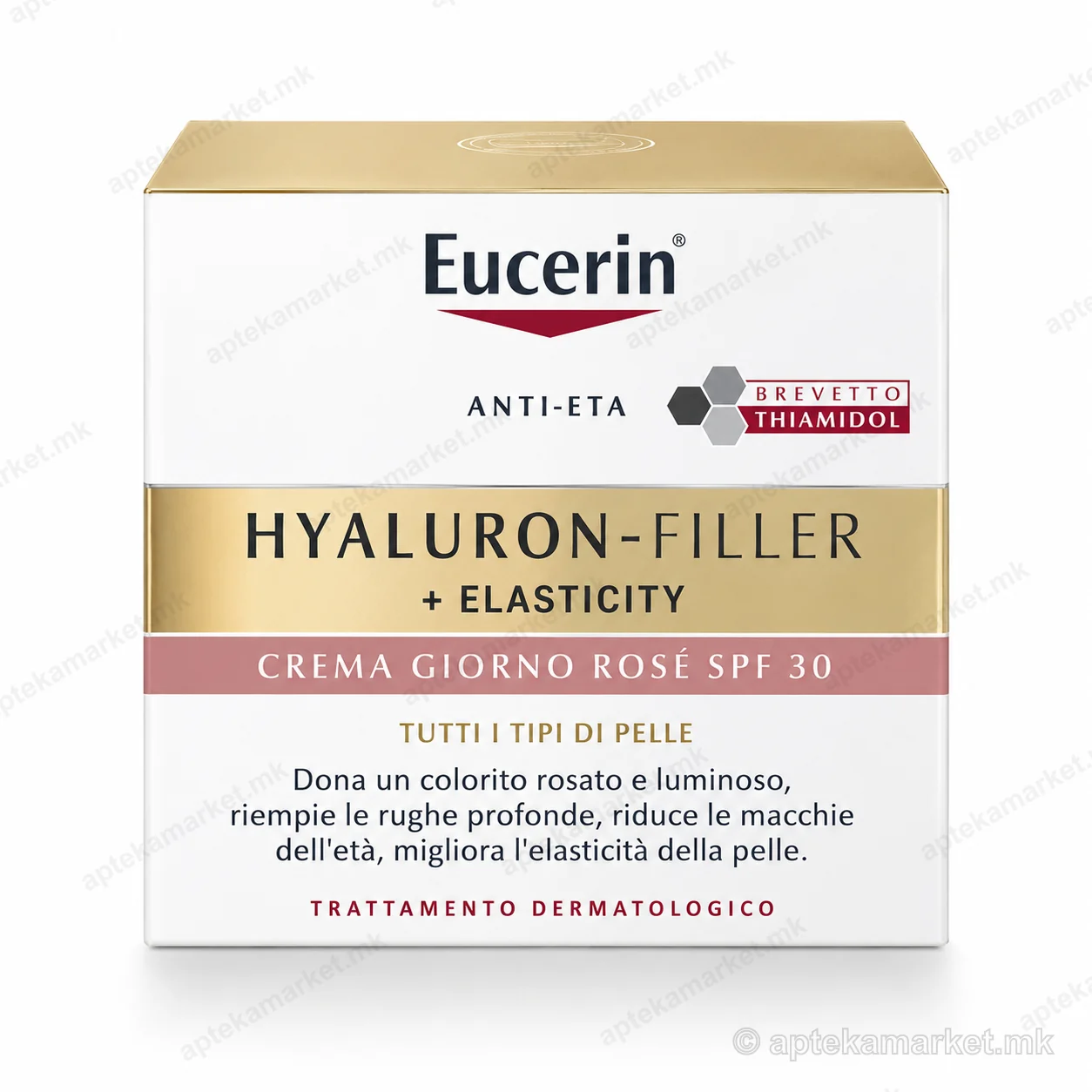 Eucerin Hyaluron-Filler + Elasticity Day Cream Rosé SPF30 од Eucerin пакување на бела позадина