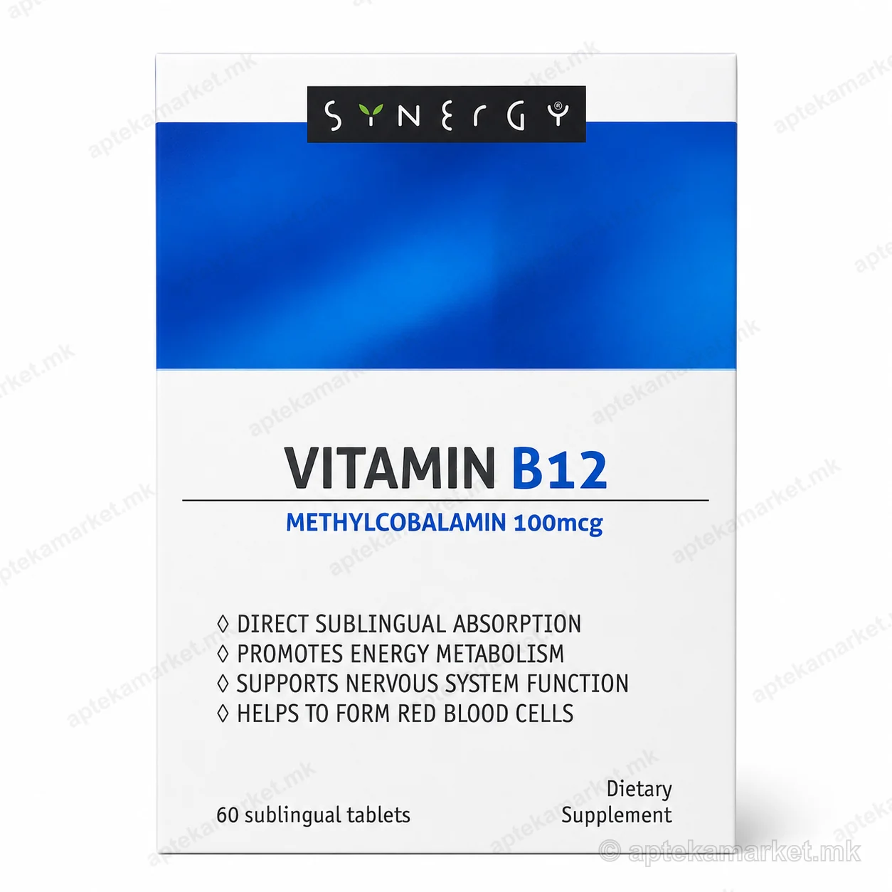 Synergy Vitamin B12 Methylcobalamin 100 mcg таблети 60 - Synergy